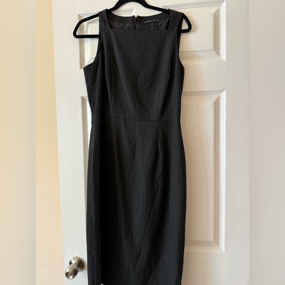 Antonio Melani Charcoal Pinstripe Sleeveless Dress